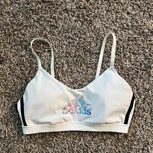 Adidas White Sports Bra with Black Accents and Logo